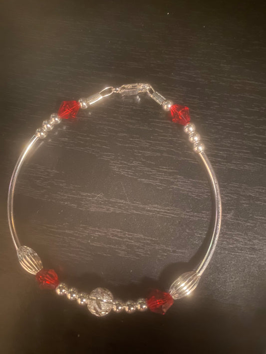 Sterling silver with red