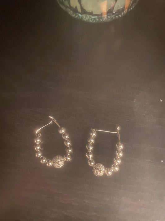 Sterling silver, small ball hoops